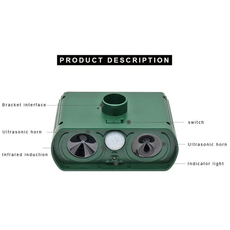 Solar Waterproof Ultrasonic Animal Repeller for Yard