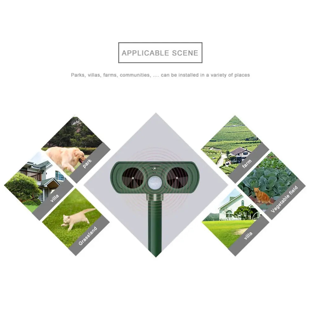 Solar Waterproof Ultrasonic Animal Repeller for Yard