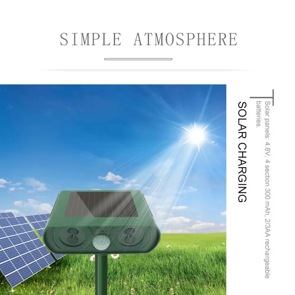 Solar Waterproof Ultrasonic Animal Repeller for Yard