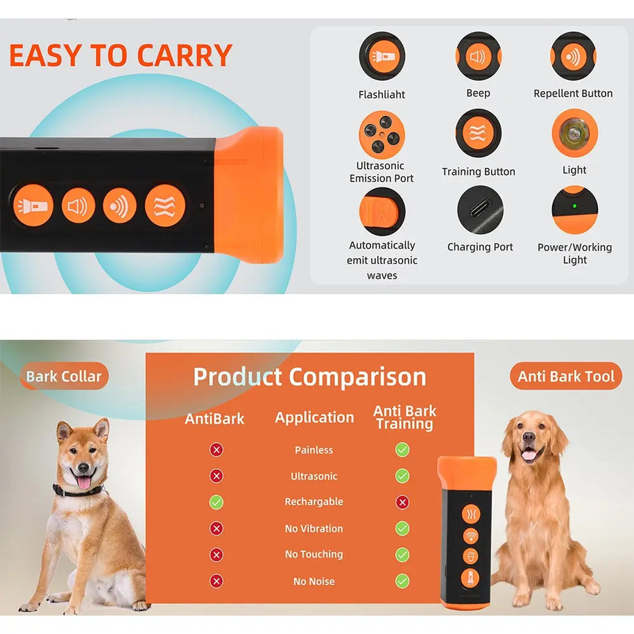 Professional Handheld Ultrasonic Dog Repeller for Barking